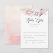 Pampas Grass and Pink King Protea Wedding RSVP Karte (Vorne/Hinten)