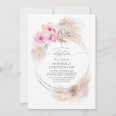 Pampas Grass and Pink Orchids Taufe Einladung (Vorderseite)