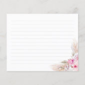 Pampas Grass and Pink Tropical Blume Rezeptkarte (Rückseite)