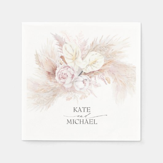 Pampas Grass Anthuriums Elegantes tropisches Ambie Serviette (Vorderseite)