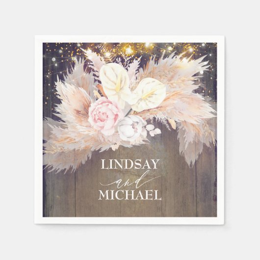 Pampas Grass Anthuriums Rustikale tropische Napkin Serviette (Vorderseite)