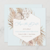 Pampas Grass Aqua Neutrale Hochzeit retten das Dat Save The Date (Vorne/Hinten)