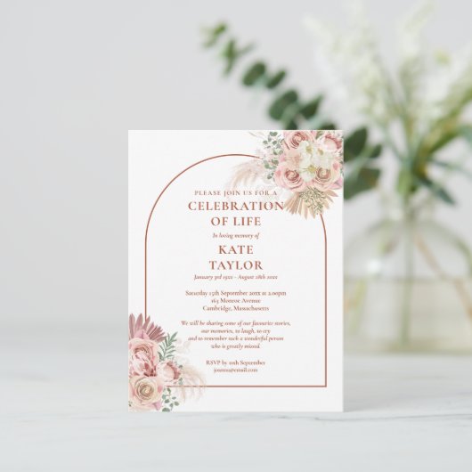 Pampas Grass Arch Feier zur Beerdigung des Lebens Postkarte (Stehend Vorderseite)