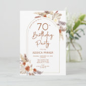 Pampas Grass Arch Terracotta Rustikal 70. Geburtst Einladung (Stehend Vorderseite)