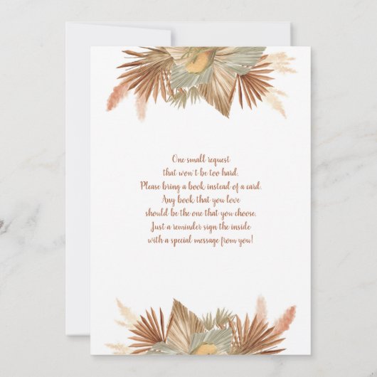 Pampas Grass Baby Dusche Einladung (Rückseite)