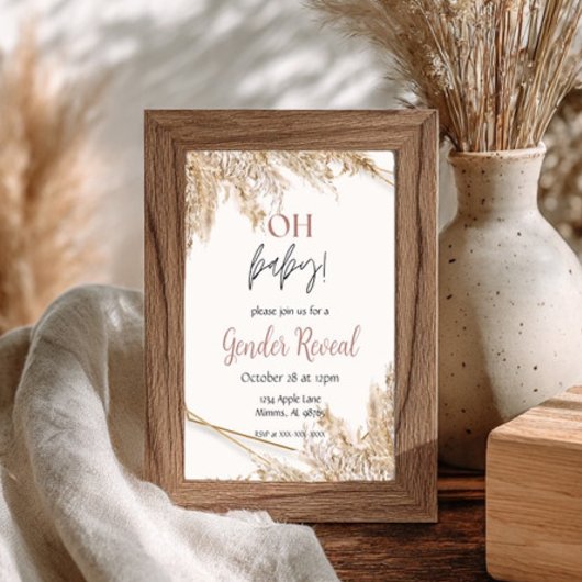 Pampas Grass Baby Dusche Einladung | Neutral Boho