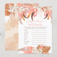Pampas Grass Baby Dusche Word Scramble Game Card