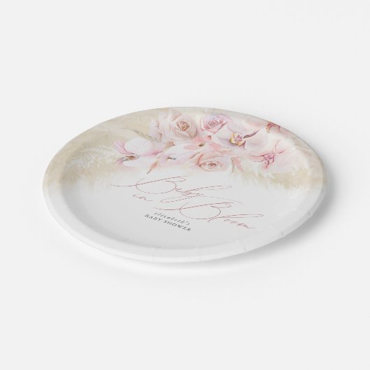 Pampas Grass Baby in Bloom Baby Dusche Pappteller (Schrägansicht)