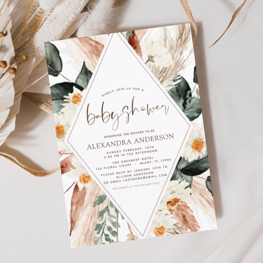 Pampas Grass Baby Shower Boho Eucalyptus Einladung