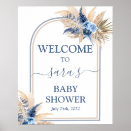 Pampas Grass Baby Shower Boy Begrüßungszeichen Poster