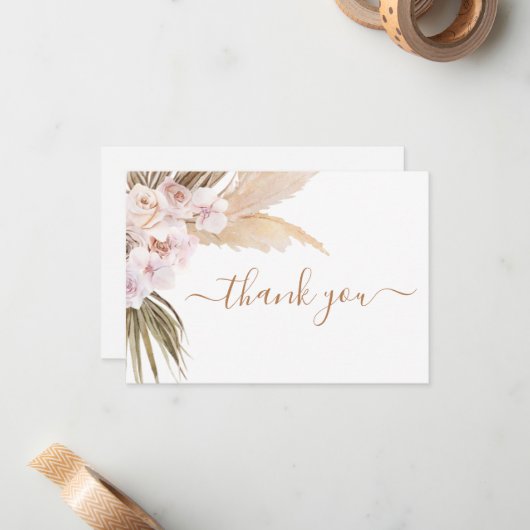 Pampas Grass Babydusche danke Karte (Vorderseite/Rückseite Beispiel)