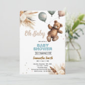 Pampas Grass bear baby shower invitation Einladung (Stehend Vorderseite)