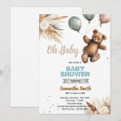 Pampas Grass bear baby shower invitation Einladung (Vorne/Hinten)