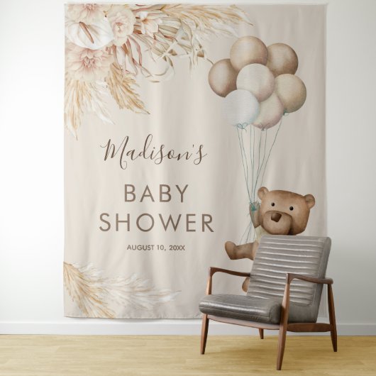 Pampas Grass Bear Baby Shower Tapestory Wandteppich (Beispiel)