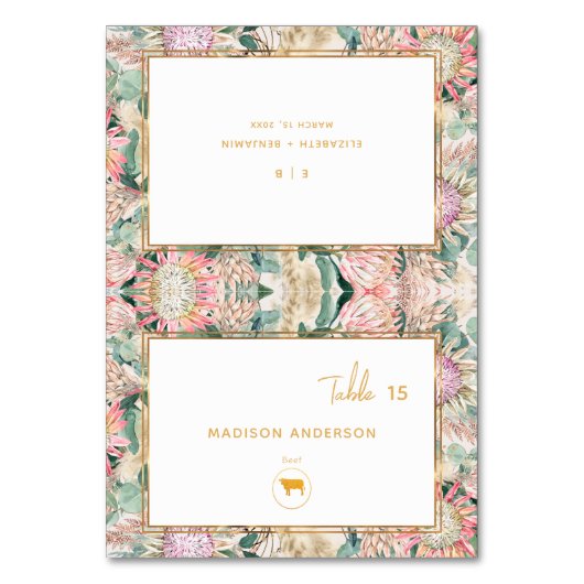 Pampas Grass Beef Meal Choice Guest Name Card Tischnummer (Vorderseite)