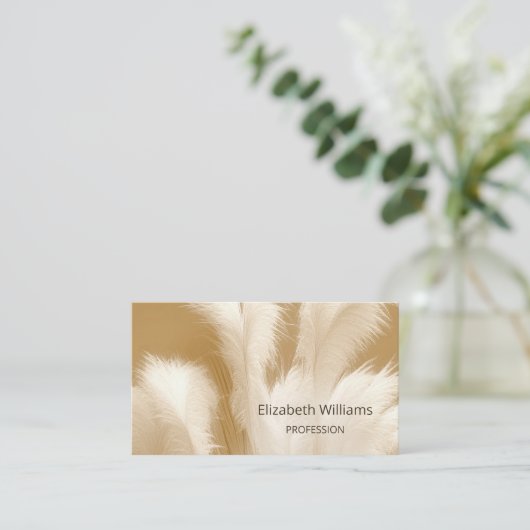 Pampas Grass Beige Sepia Foto | QR-Code Visitenkarte (Stehend Vorderseite)
