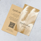 Pampas Grass Beige Sepia Foto | QR-Code Visitenkarte