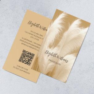Pampas Grass Beige Sepia Foto   QR-Code Visitenkarte