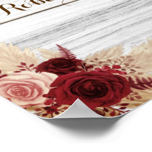 Pampas Grass Best Day Wedding Date Yes Signing Poster (Ecke)