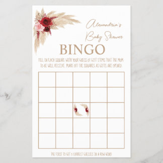 Pampas Grass Bingo Baby Duschkarte Flyer