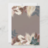 Pampas Grass & Blätter Bohemische Hochzeit Einladung (Rückseite)
