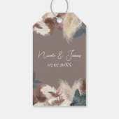 Pampas Grass & Blätter Bohemische Hochzeit Geschenkanhänger (Rückseite)