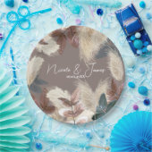 Pampas Grass & Blätter Bohemische Hochzeit Pappteller (Party)