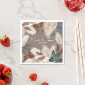 Pampas Grass & Blätter Bohemische Hochzeit Serviette (Beispiel)