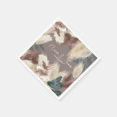 Pampas Grass & Blätter Bohemische Hochzeit Serviette (Ecke)