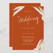 Pampas Grass Blätter Burnt Orange Wedding Einladung (Vorne/Hinten)
