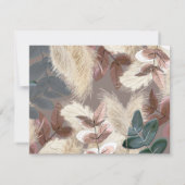 Pampas Grass & Blätter Earthy Bohemisch Wedding RS Einladung (Rückseite)