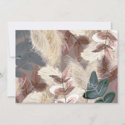 Pampas Grass Blätter Save the Date Bohemisch Einladung (Rückseite)