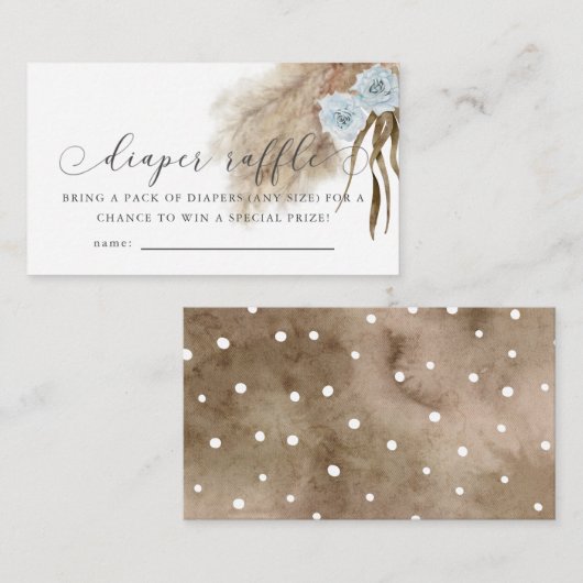 Pampas Grass Blue Baby Duschkabine Windeln Raffle  Begleitkarte (Vorne/Hinten)