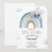 Pampas Grass blue boho rainbow invitation Einladung (Vorne/Hinten)