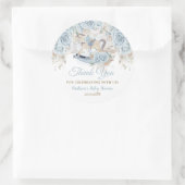 Pampas Grass Blue Floral Rocking Horse Baby Dusche Runder Aufkleber (Tasche)