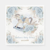 Pampas Grass Blue Floral Rocking Horse Baby Dusche Serviette (Vorderseite)