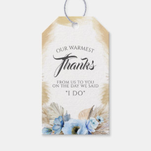 Pampas Grass Blue Floral Wedding Vielen Dank Geschenkanhänger
