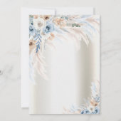 Pampas Grass Blue Rose Glass Elfenbeinruhestand Einladung (Rückseite)