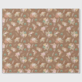 Pampas Grass & Blume auf Braun Geschenkpapier (Flach)