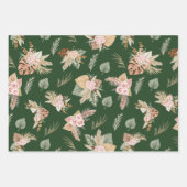 Pampas Grass & Blume auf Dunkelgrün Geschenkpapier Set (Vorderseite 2)