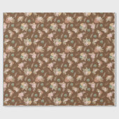 Pampas Grass & Blume auf Kaffee Brown Geschenkpapier (Flach)