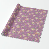 Pampas Grass & Blume auf Lila Geschenkpapier (Ungerollt)