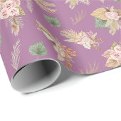 Pampas Grass & Blume auf Lila Geschenkpapier (Rolleneckpunkt)