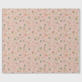 Pampas Grass & Blume auf Tee Rose Rosa Geschenkpapier (Flach)