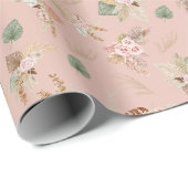 Pampas Grass & Blume auf Tee Rose Rosa Geschenkpapier (Rolleneckpunkt)