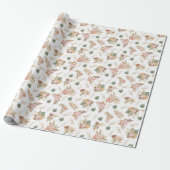 Pampas Grass & Blume auf Weiß Geschenkpapier (Ungerollt)
