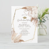 Pampas Grass Blume Grad Cap, Abschluss Einladung (Stehend Vorderseite)