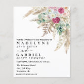 Pampas Grass Blume Pink Watercolor Boho Haushalt (Vorderseite)