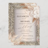 Pampas Grass Blume Sequins Frame Einladung (Vorne/Hinten)