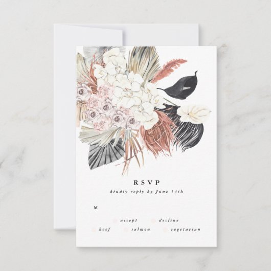 Pampas Grass Blume Tropischer Jungle Wedding RSVP (Vorderseite)
